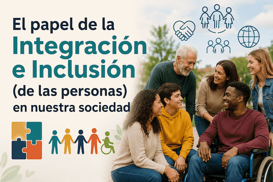 Integración e inclusión social de personas de diferentes edades, culturas y capacidades participando juntas en una sociedad diversa e igualitaria.